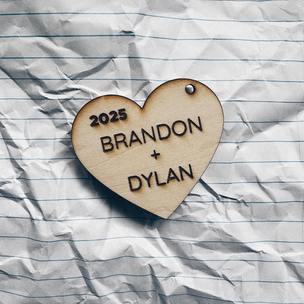 Engraved Wooden Hearts - Personalized for Valentine's Day, Weddings, Gifts, or Keepsakes | Customized as Name Tag Plates - Laser Cut