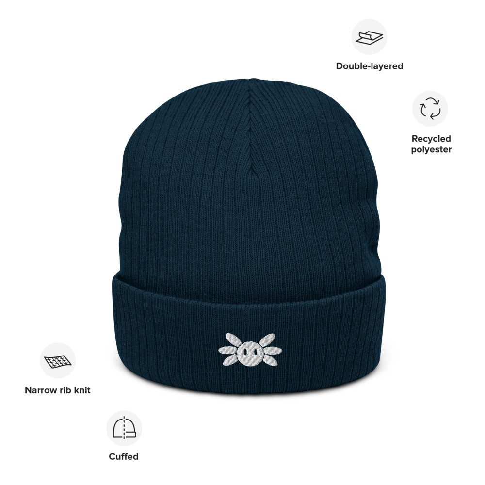 Recycled Cuffed Beanie With Axol Embroidery Navy